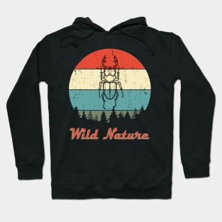 Wild Nature Stag Beetle Abstract Sunset Hoodie